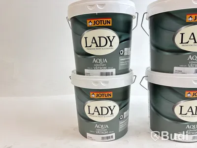 6 st. 2,7-litershinkar Jotun Lady, Aqua silkesmatt, i olika brytbaser