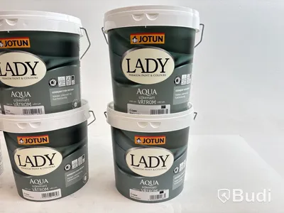 6 st. 2,7-litershinkar Jotun Lady, Aqua silkesmatt, i olika brytbaser
