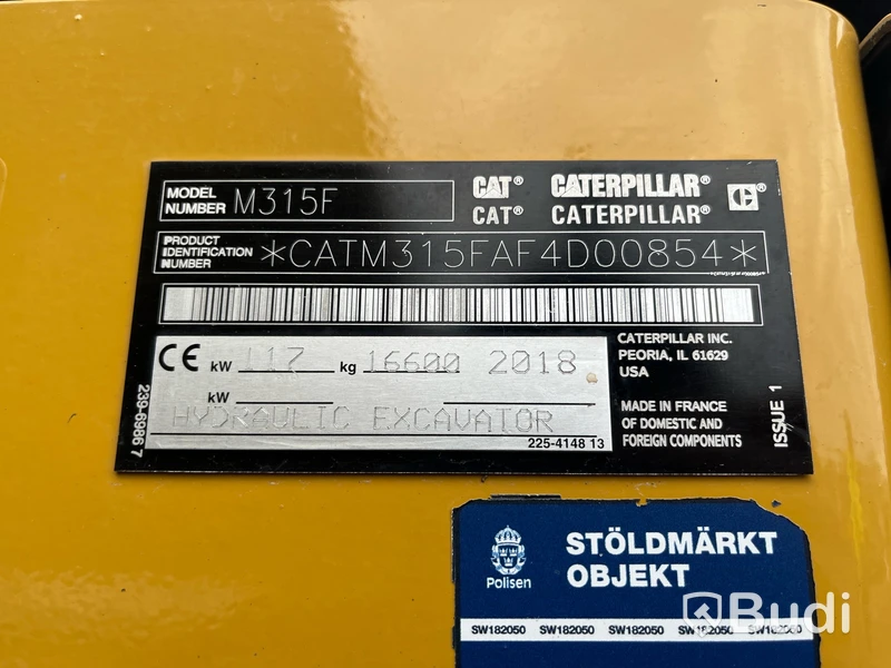 Hjulgrävare CAT M315F -2018 med Palmse trailer 2015