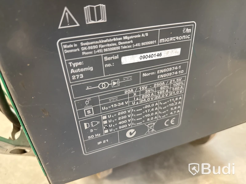 Migsvets, Migatronic Automig 273 ink extra obruten flaska med gas