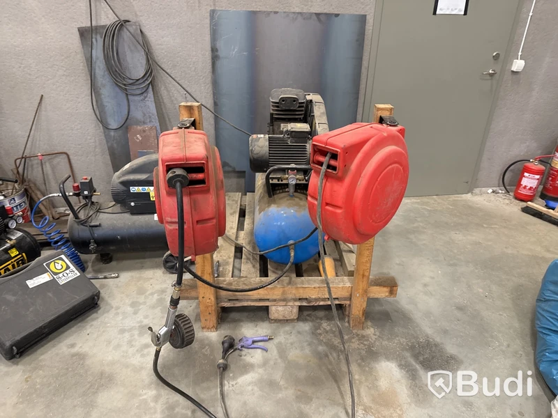 Kompressor, Alab Quine B3800B/99 V400 QuinAIR ink 2 st. tryckluftsvindor monterade på pall