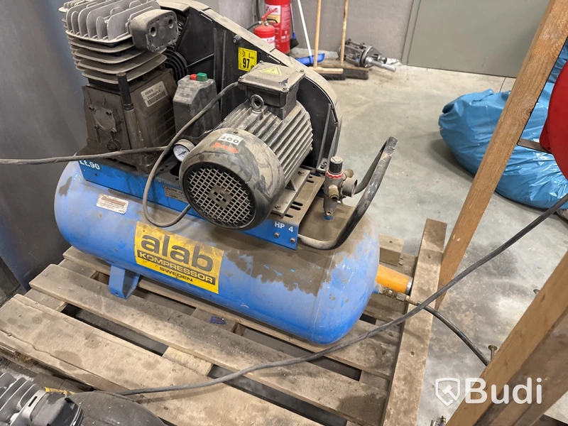 Kompressor, Alab Quine B3800B/99 V400 QuinAIR ink 2 st. tryckluftsvindor monterade på pall