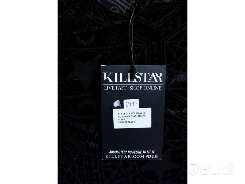 1 st NY maxiklänning, ärmlös - Killstar, stl S, svart stretchig mönstrad velour, totalt ord. pris ink. moms ca: 649 kr