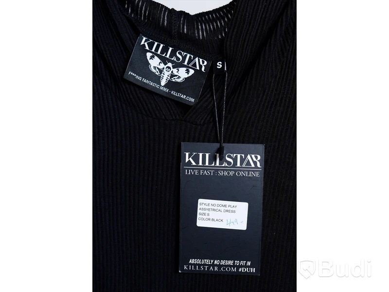 1 st NY asymmetrisk klänning m. huva, ärmlös - Killstar, stl S, svart, totalt ord. pris ink. moms ca: 449 kr
