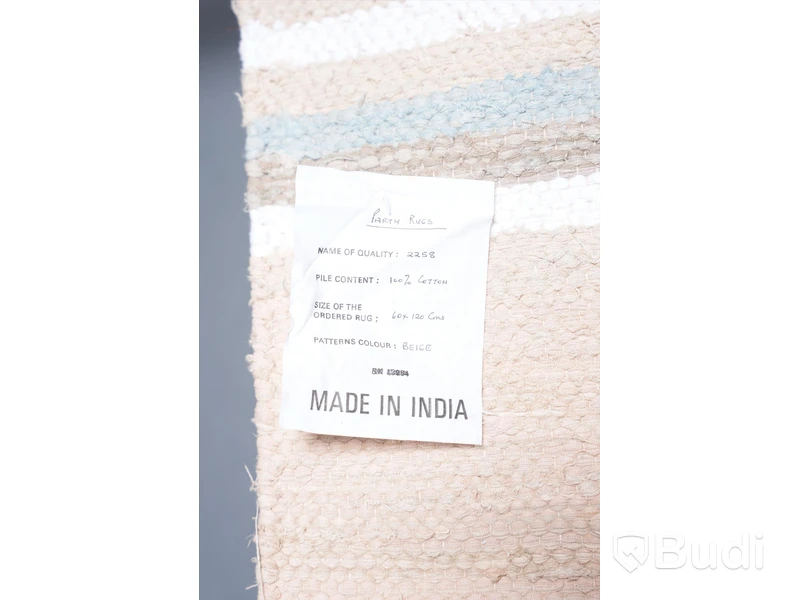 Matta, Handvävd i 100 procent bomull, 60 x 120 cm, tillverkad i Indien