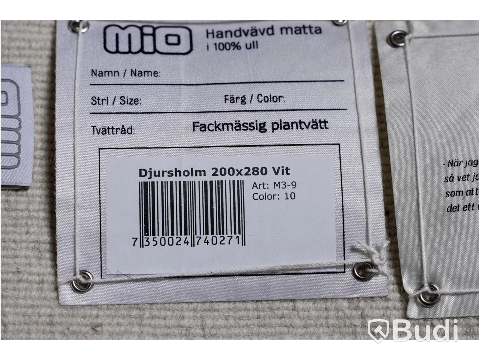 Matta, Mio, Handvävd Djursholm Vit 200x280