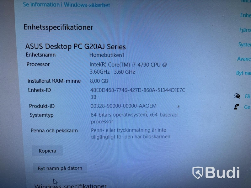 Stationär dator Asus G20 med monitor