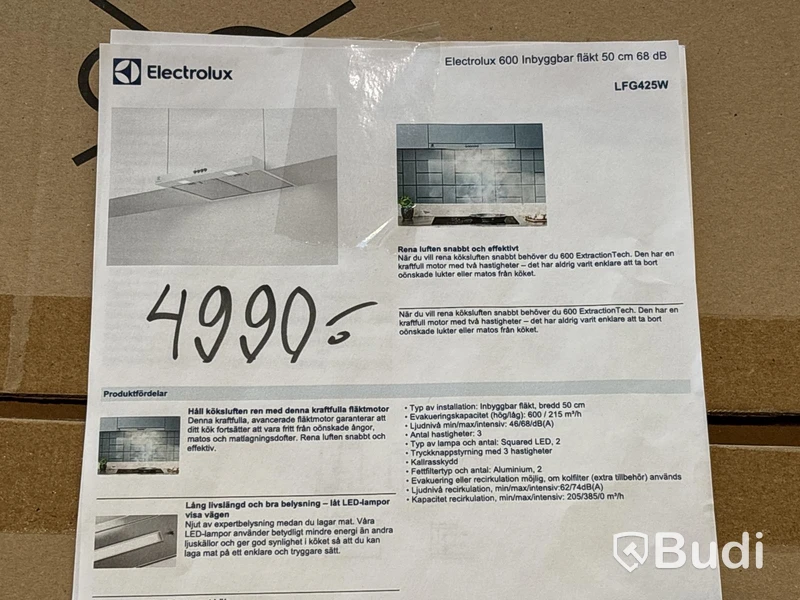 Integrerad köksfläkt Electrolux LFG425W 50 cm vit
