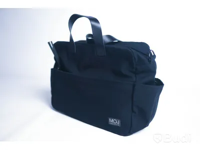Skötväska - MOJ Sweden, Juni, svart. Bomullscanvas och skinn. Ny, Obruten förpackning.