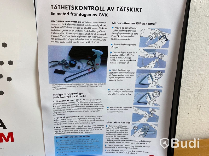 Testkit för täthetskontroll av tätskikt.