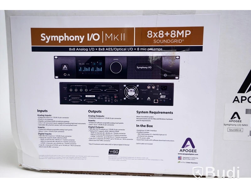 Data & Mjukvara. Apogee Symphony I/O MKII 8X8+8mp - NY i kartong - nypris ca 25 000 ink moms