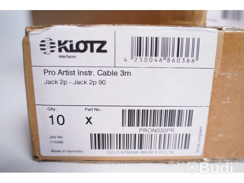 Instrumentkabel 20st, Klotz Pro Artist Instr. Cable 3m. Ny, Obruten förpackning.