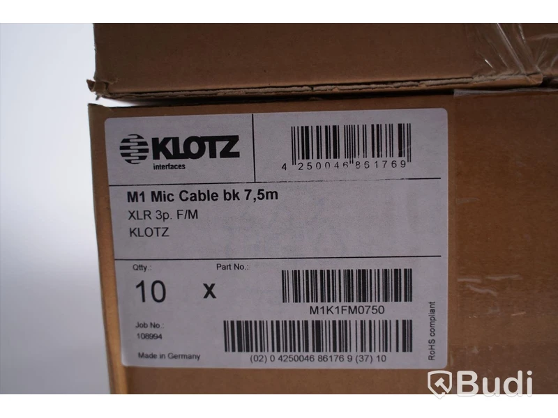 Mikrofonkabel 7,5m 20st, Klotz M1 Mic Cable bk. Ny, Obruten förpackning.