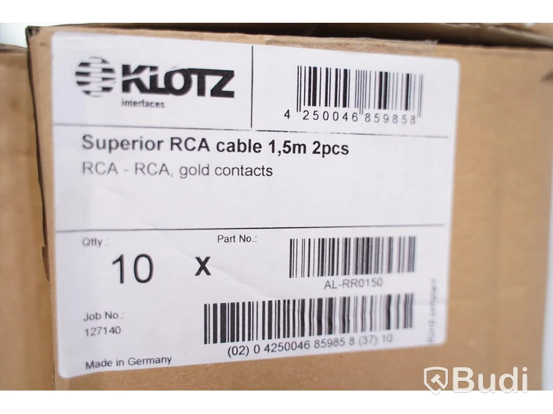 RCA-kabel 1,5m 20st, Klotz Superior RCA Cable. Ny, Obruten förpackning.