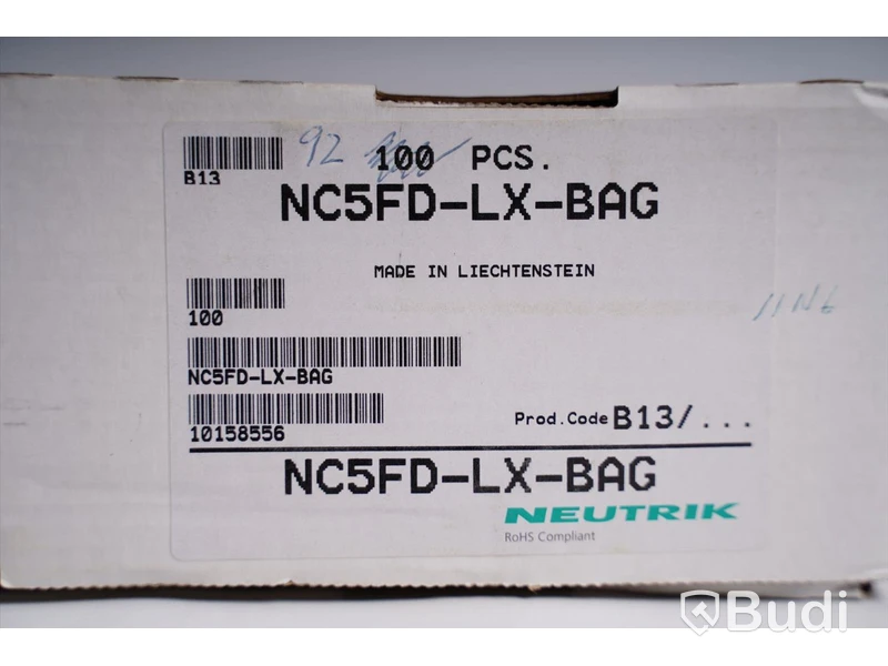 XLR-uttag 92st, Neutrik NC5FD-LX-BAG. Ny, Obruten förpackning.