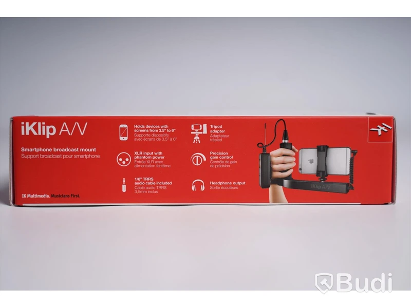 Mobilstativ för filmning, iRig iKlip A/V Smartphone Broadcast Mount. Ny, Obruten förpackning.