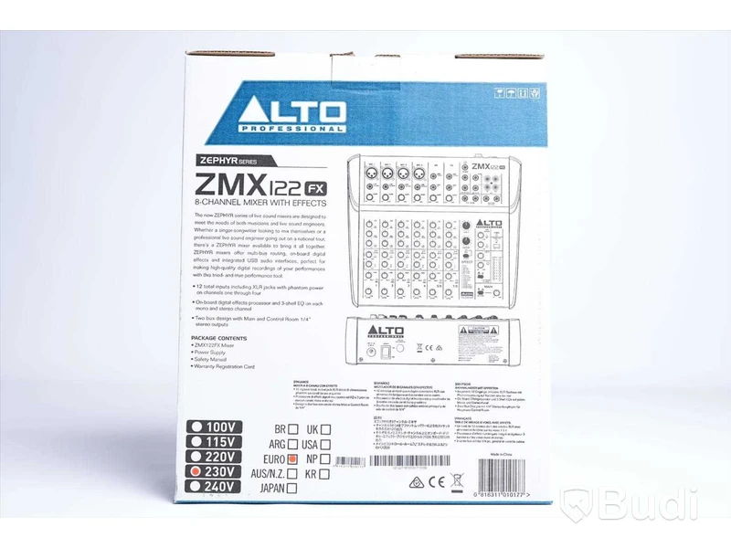 Mixerbord - Alto Zephyr ZMX122FX 8-channel mixer with effects. Ny.