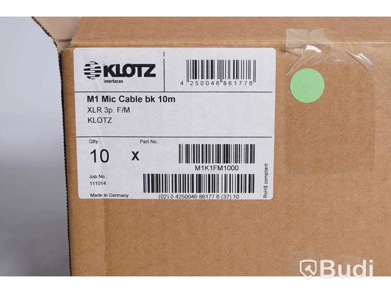 XLR Kablar 10m - Klotz M1 Mic Cable bk 10st. Ny, Obruten förpackning.