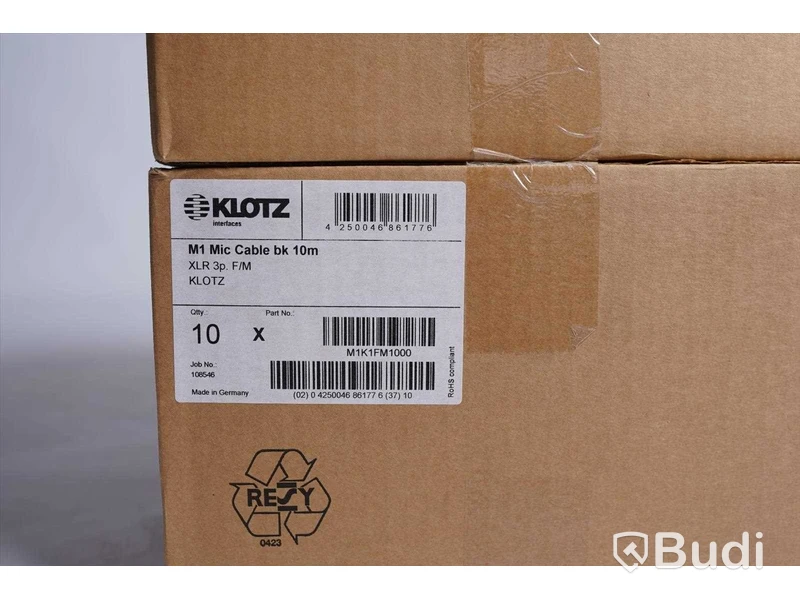 XLR Kablar 10m - Klotz M1 Mic Cable bk 20st. Ny, Obruten förpackning.