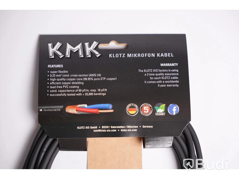 XLR-kabel 8st, Klotz Mikrofon Kabel 5m. Ny, Obruten förpackning.