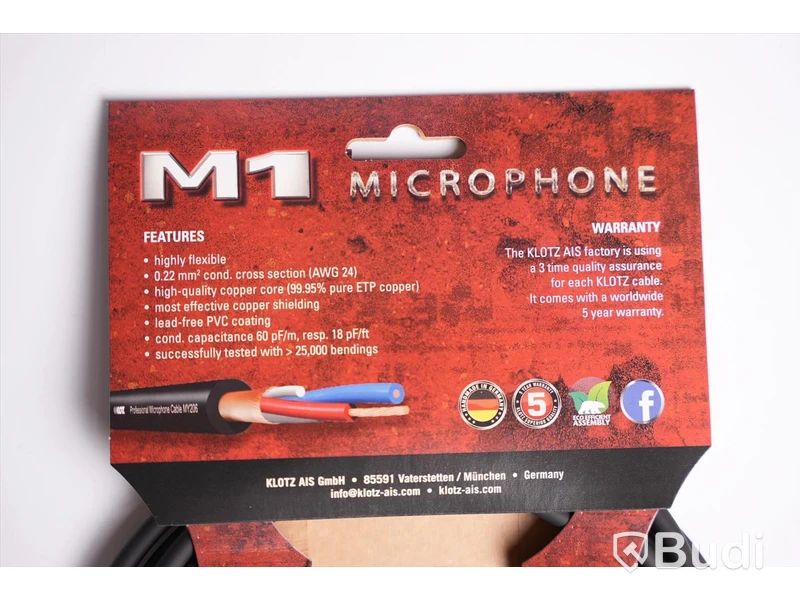 XLR-hane till tele 10st, Klotz M1 Microphone 3m. Ny, Obruten förpackning.