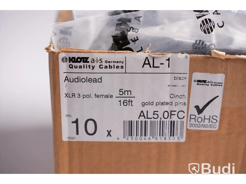 XLR-hona till RCA 11st, Klotz AL-1 Cable 5m. Ny, Obruten förpackning.