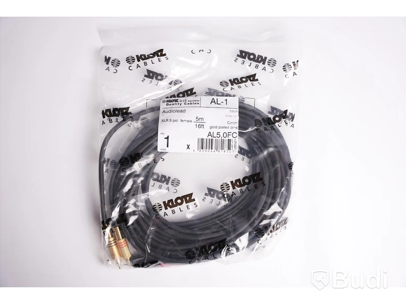 XLR-hona till RCA 10st, Klotz AL-1 Cable 5m. Ny, Obruten förpackning.