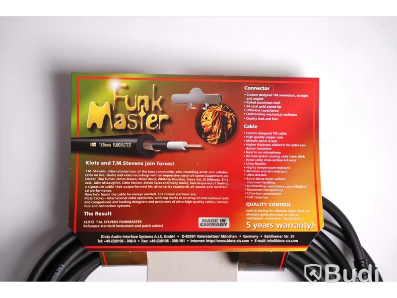 Telekabel 7st - Klotz T.M. Guitar Cable Black, 6m. Ny, Obruten förpackning.