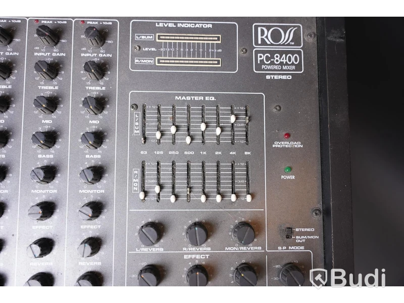 Mixerbord - Ross PC-8400 Powered Mixer Stereo. Osäker funktion.