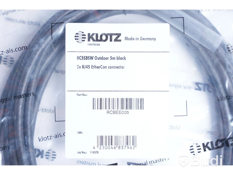 Kabel - Klotz RC5SBSW Outdoor 5m Black 5st. Ny, Obruten förpackning.