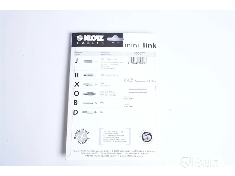 Kabel - Klotz TOSLINK Optical Fibre Cables 5m 10st. Ny, Obruten förpackning.