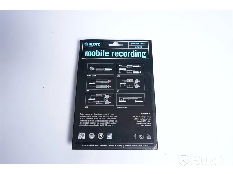 MobileRec-kabel. Klotz Mobile Rec 0,3 m. 8 st.