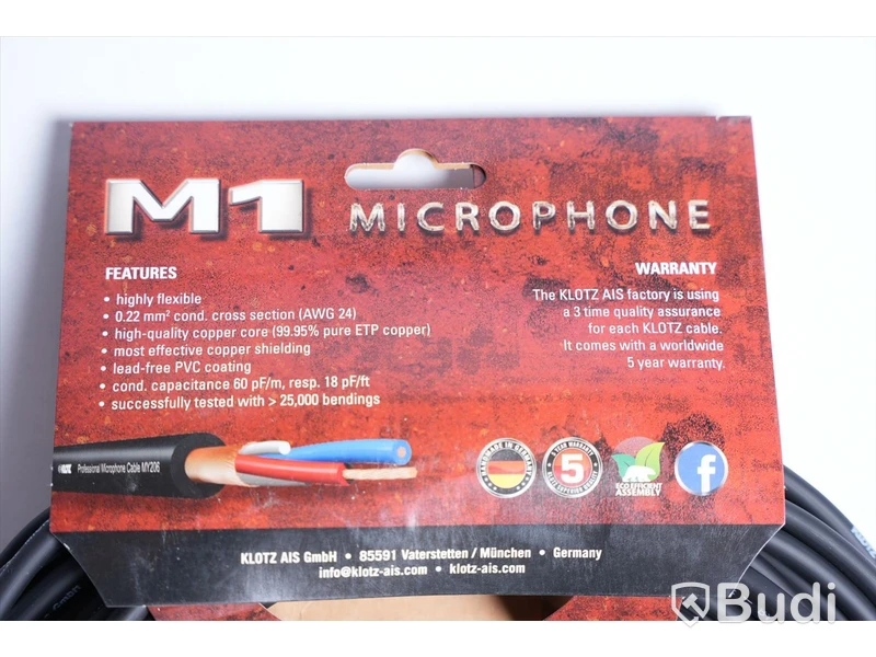XLR Kablar - Klotz M1 Microphone Cable 15m 3st. Ny, Obruten förpackning.