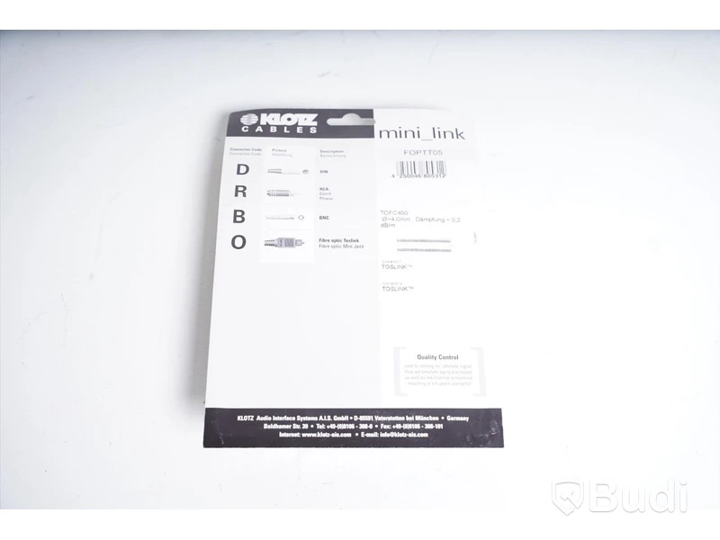 Toslinkkabel - Klotz mini_link ToslinkCable 5m 5st. Ny, Obruten förpackning.