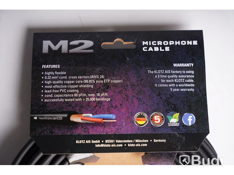 XLR Kabel 10st - Klotz M2 Microphone Cable. Ny, Obruten förpackning.