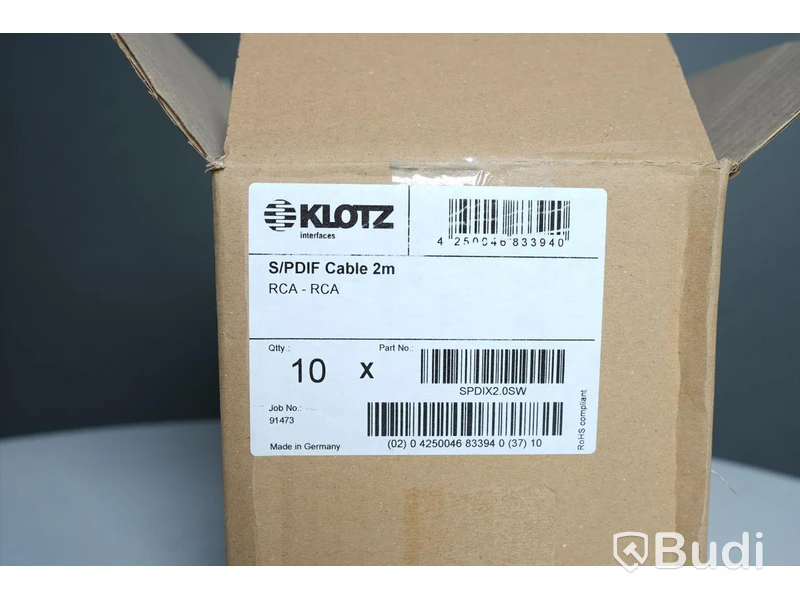 RCA Kabel 10st - Klotz S/PDIF 2m. Ny, Obruten förpackning.