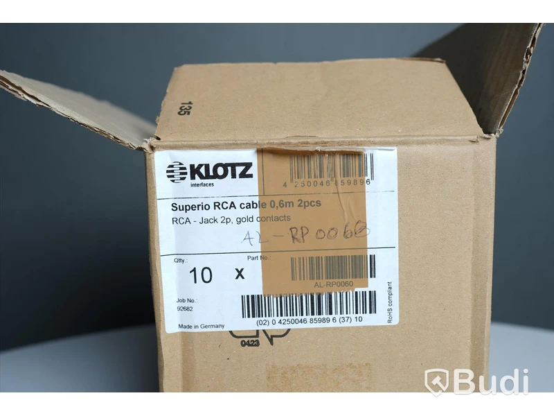 RCA Kabel 10st - Klotz Superio RCA 0,6m. Ny, Obruten förpackning.