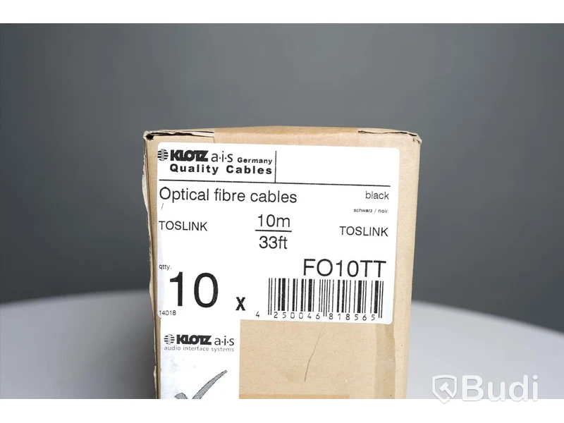 Optisk Kabel 10st - Klotz Optical Fibre Cable 10m. Ny, Obruten förpackning.