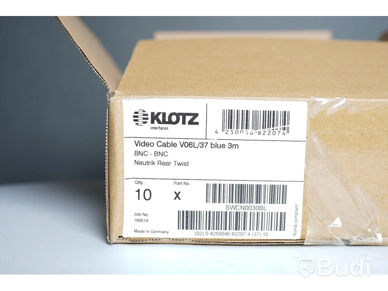 Word Clock Kabel 10st - Klotz Video Cable V06L/37 3m. Ny, Obruten förpackning.