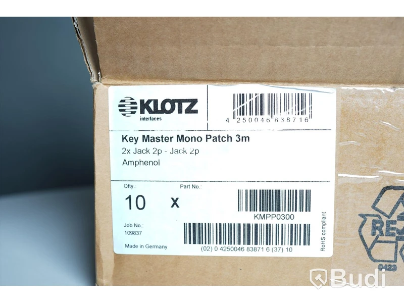 Keyboard Kabel 7st - Klotz Key Master Mono Patch 3m. Ny, Obruten förpackning.