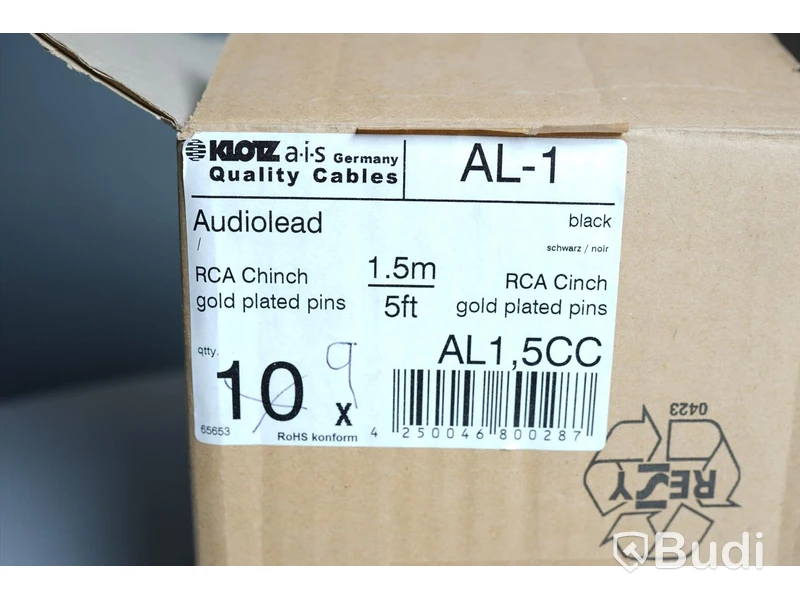 RCA Kabel 9st - Klotz AL-1 5m. Ny, Obruten förpackning.