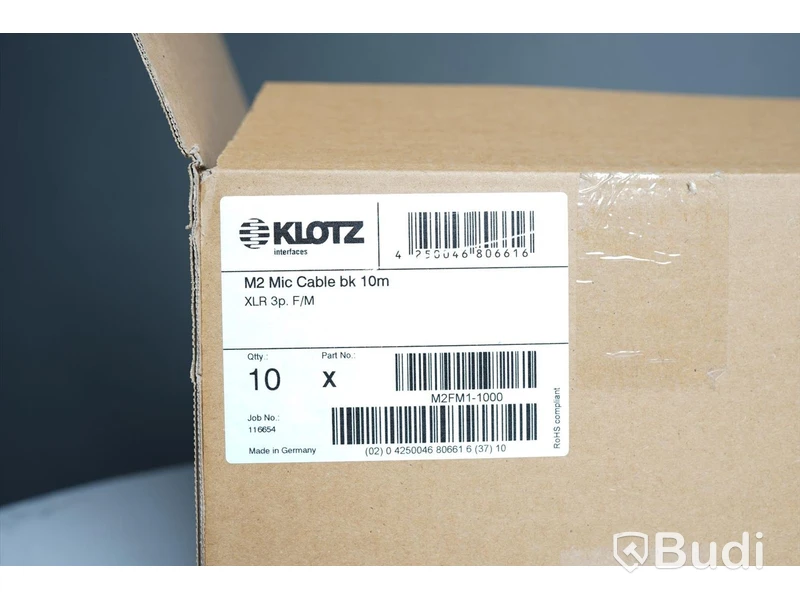 Mikrofonkabel 10st - Klotz M2 10m. Ny, Obruten förpackning.