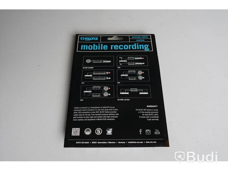 Y-Kabel 10st - Klotz Mobile Rec 1m. Ny, Obruten förpackning.