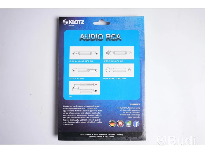 RCA-kabel 10st - Klotz Audio RCA AL-RR0030, 0,3 m. Ny, Obruten förpackning.