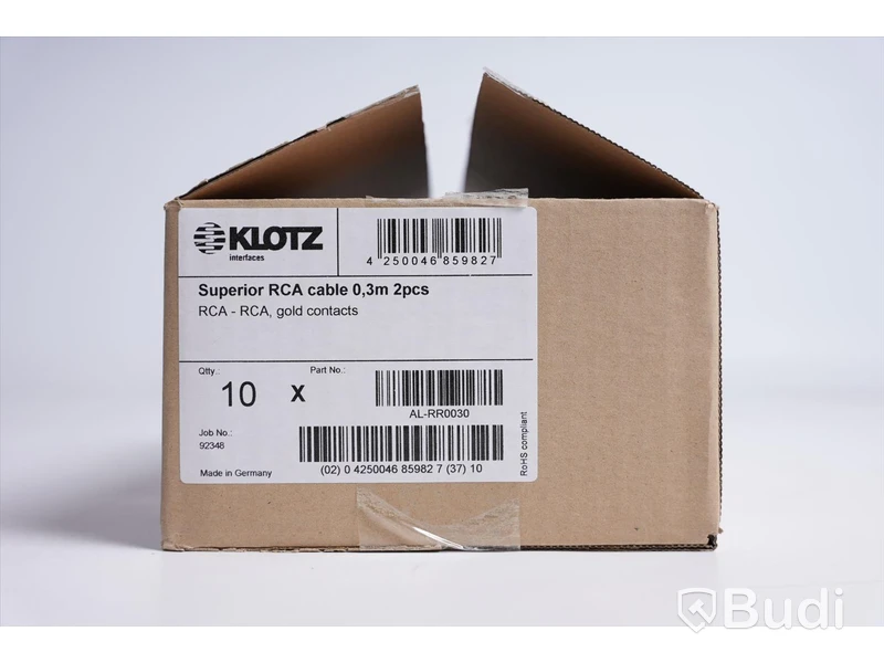 RCA-kabel 10st - Klotz Audio RCA AL-RR0030, 0,3 m. Ny, Obruten förpackning.