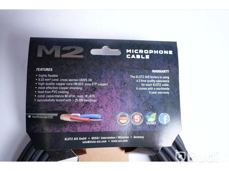 Mikrofonkabel 10st - Klotz M2 10m. Ny, Obruten förpackning.