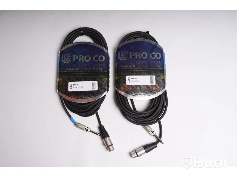 Mikrofonkabel 2st - Pro Co EHX-20, 6m. Ny.