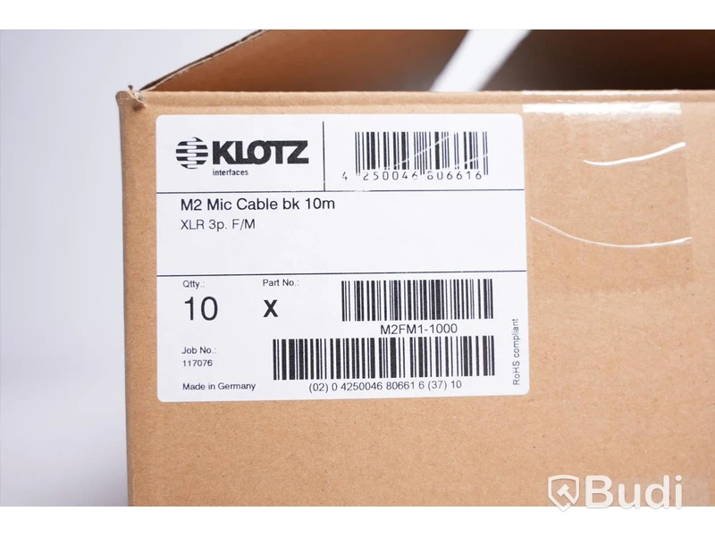 Mikrofonkabel 10st - Klotz M2 10m. Ny, Obruten förpackning.
