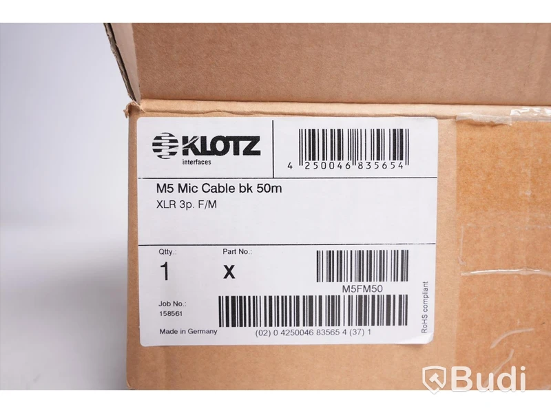 Mikrofonkabel - Klotz M5 50m. Ny, Obruten förpackning.