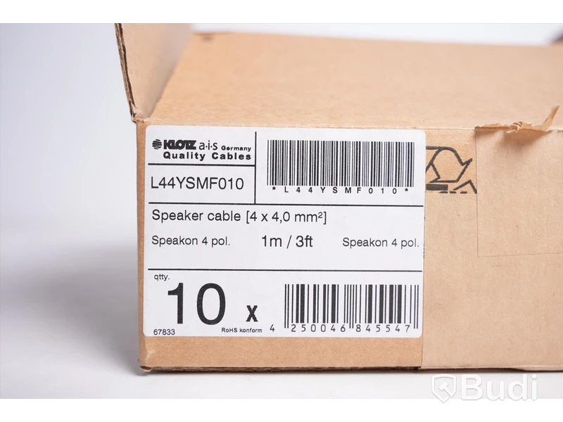 Högtalarkabel 10st - Klotz L44YSMF010 1m. Ny, Obruten förpackning.
